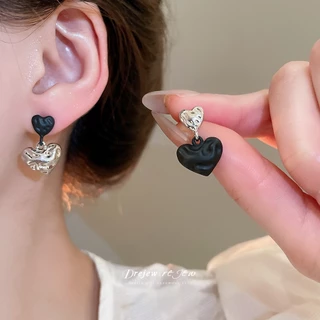 เดรช 925เข็มเงินไม่สมมาตรจีบรักจี้ต่างหูออกแบบส่วนบุคคลใหม่ต่างหู