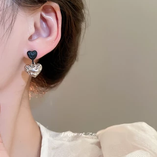 เดรช 925เข็มเงินไม่สมมาตรจีบรักจี้ต่างหูออกแบบส่วนบุคคลใหม่ต่างหู