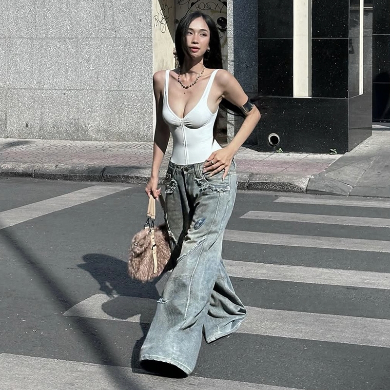 แปลก Puss Solid สลิงบอดี้สูท Skinny Off ไหล่ Cleavage ไม่สม่ําเสมอ Patchwork Zipper ผู้หญิงสบายๆแฟชั่นเซ็กซี่สไตล์อเมริกัน ราคา ถูกที่สุด ดีลบีเคเค แกลเลอรีภาพที่ 9