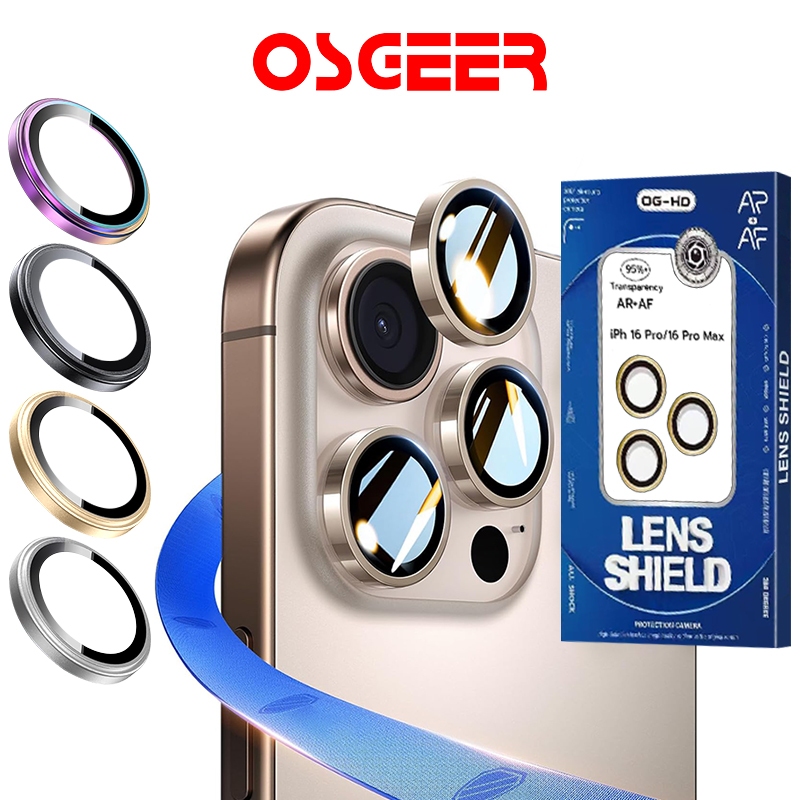 [osgeer]ฟิล์มกล้องสําหรับ iPhone 16Pro Max 15Pro 14promax 13 12 11 ไพลิน 9H วัสดุความแข็ง