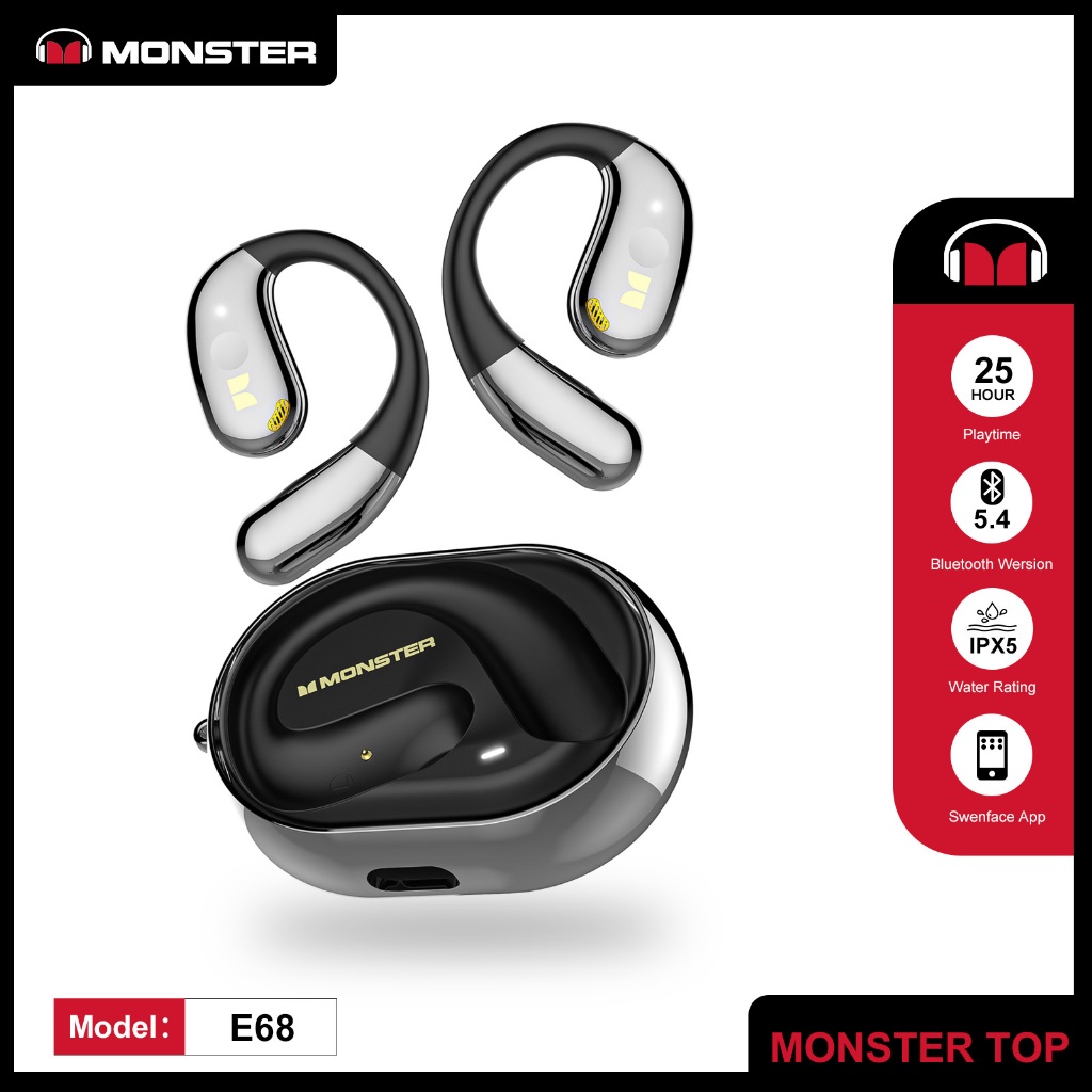 Monster AC360 หูฟังบลูทูธ 5.4 ลดเสียงรบกวน AI เสียงไฮไฟ ใช้งาน 8 ชม กันน้ำ IPX5 สำหรับออกกำลังกาย