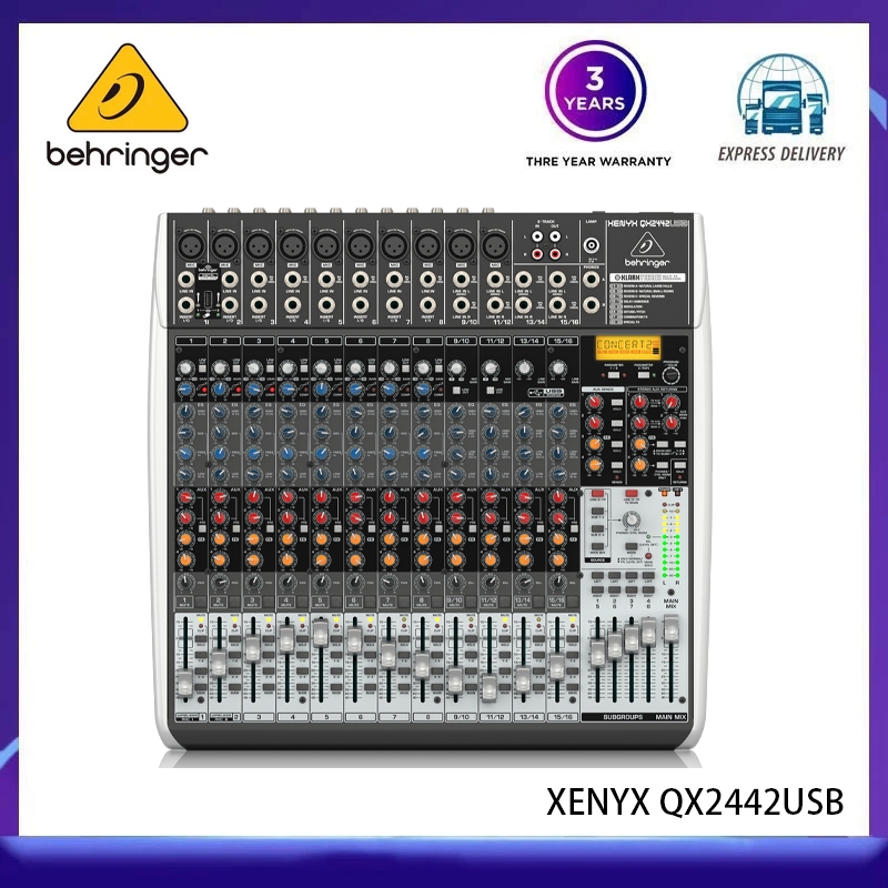 BEHRINGER XENYX QX2442USB Premium 24-Input 4/2-Bus Mixer พร้อม XENYX Mic Preamps & Compressors,FX, I