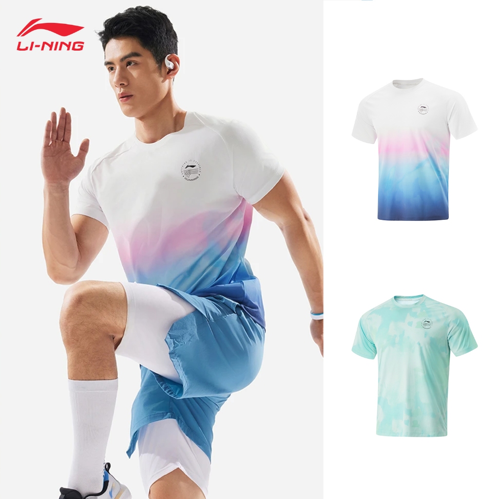 LI-NING Pro Running เสื้อยืดแขนสั้นสำหรับวิ่ง แห้งไวและเย็นสบาย ATSV091