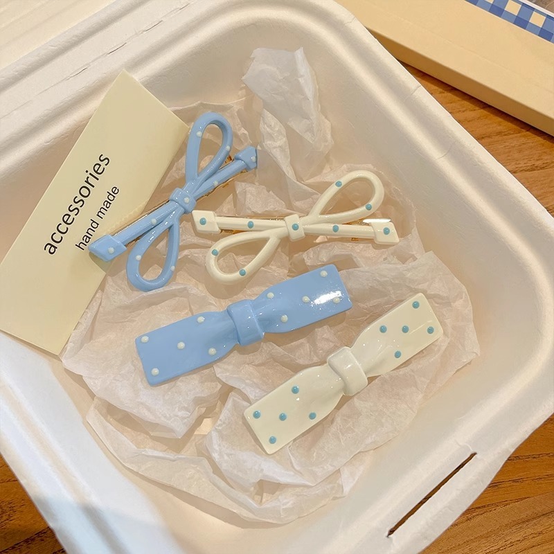 แฟชั่น กิ๊บติดผมโบว์ลายจุดเกาหลีหญิง อิน ของขวัญวันเกิดนักเรียนน่ารัก