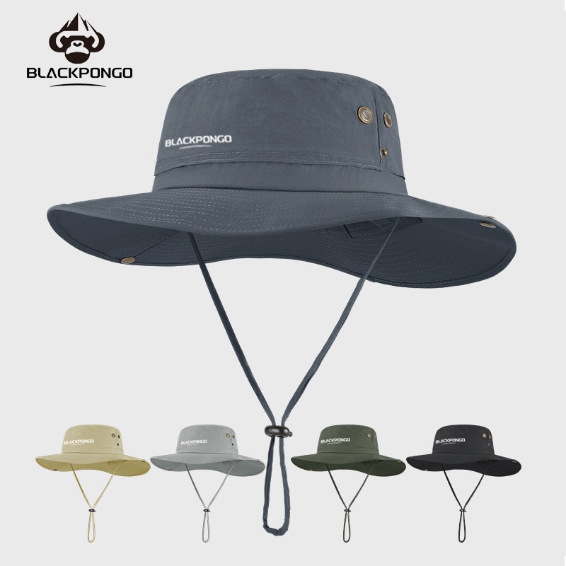 Blackpongo ฤดูร้อนป้องกันแสงแดด UPF50 + หมวกชาวประมงตกปลากลางแจ้ง Sun หมวกขนาดใหญ่ Brim Sun หมวกเส้น