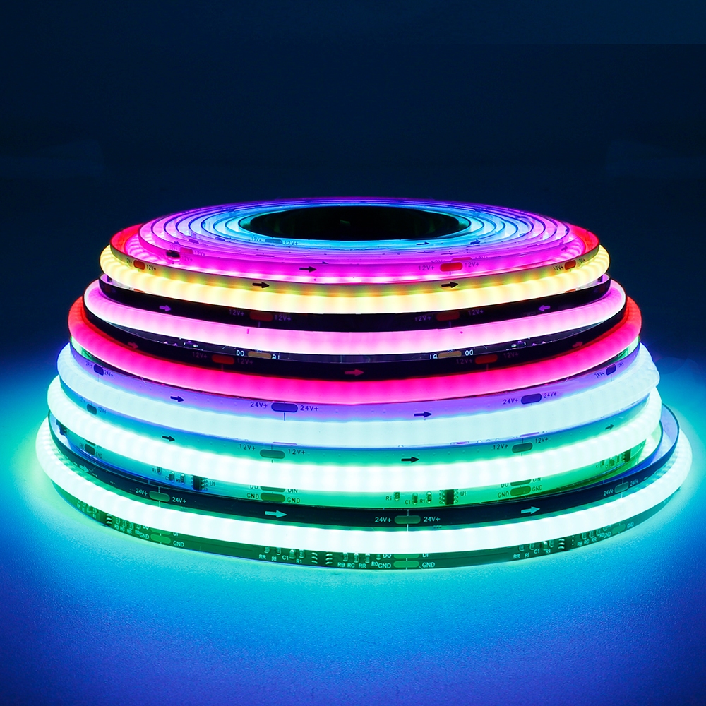 5V 12V 24V สมาร์ท SPI RGBIC LED COB Strip Light WS2811 แอดเดรสโปรแกรม Full สียืดหยุ่นไฟบาร์สีขาว/สีดํา PCB ราคา ถูกที่สุด ดีลบีเคเค