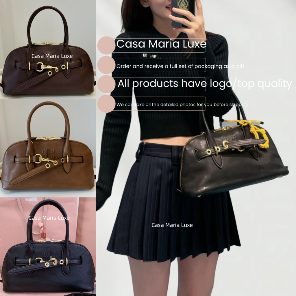 MM1/กระเป๋าโบว์ลิ่ง/5BB168/33cm/Casa Maria Luxe/กระเป๋าโซ่/กระเป๋ารักแร้/กระเป๋าช้อปปิ้ง/กระเป๋าถือ/