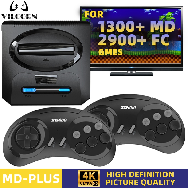 เกมคอนโซลวิดีโอเกมย้อนยุค พร้อมตัวเชื่อมต่อไร้สาย สําหรับ Sega Mega Drive 16bit Game Stick Built in 4200+ For NES TV Game