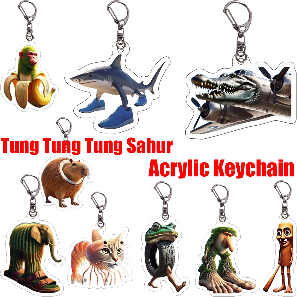 Tung Tung Sahur อะครีลิค พวงกุญแจ Tralalero Tralala Italian Brainrot Keychain จี้กระเป๋า ของขวัญฮาๆ