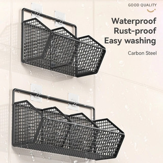 1 CHOISE Wall Mounted Kitchen Organizer Space Saving Storage Rack for Spices Fruits Vegetables Multifunctional Hanging Basket Shelf Sturdy Durable