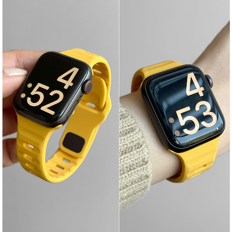 สายรัดแม่เหล็กพับ สําหรับ Apple Watch 49 มม. ซิลิโคน สําหรับ Series 10/9/8/7/6/5/4/3/SE ขนาด 46/45/44/42/41/40/38 มม.