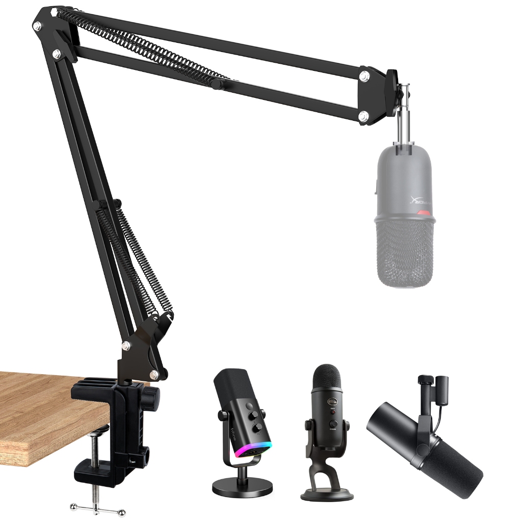 🎤 ขาตั้งไมค์ HyperX SoloCast/SoloCast 2/Fifine AM8 แขนสปริงปรับระดับ 360° + อะแดปเตอร์ 3/8-5/8" สำหร