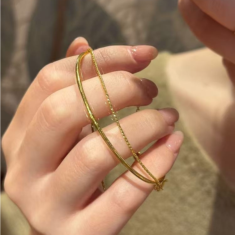 ไทเทเนียมเหล็กสองชั้นทองสร้อยข้อมือสร้อยข้อมือผู้หญิงไทเทเนียมเหล็กไม่ซีดจางระดับไฮเอนด์เครื่องประดับมือไทเทเนียมเหล็กสร้อยข้อมือสร้อยข้อมือสาวก ราคา ถูกที่สุด ดีลบีเคเค แกลเลอรีภาพที่ 3