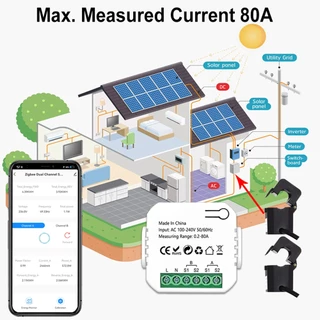 【ส่งจากไทย】Tuya Smart Life WIFI Digital Meter 80A 100-240V AC วัดค่าไฟ Energy Meter kWh วัดพลังงานไฟฟ้า Smart Home| วัดการผลิตโซลาร์เซลล์และใช้ไฟ แบบสองทิศทาง