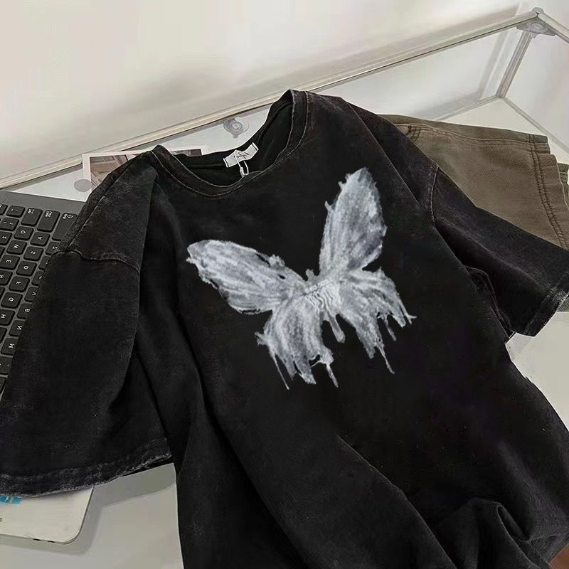 เสื้อวินเทจ เสื้อ baby tee Top.street t shirt mickey mouse ลายการ์ตูนน่ารักหลวม เสื้อยืด oversize คอกลม ทรงหลวม ใส่สบาย วินเทจ unisex เสื้อ 2XLดำ - รูปที่ 7