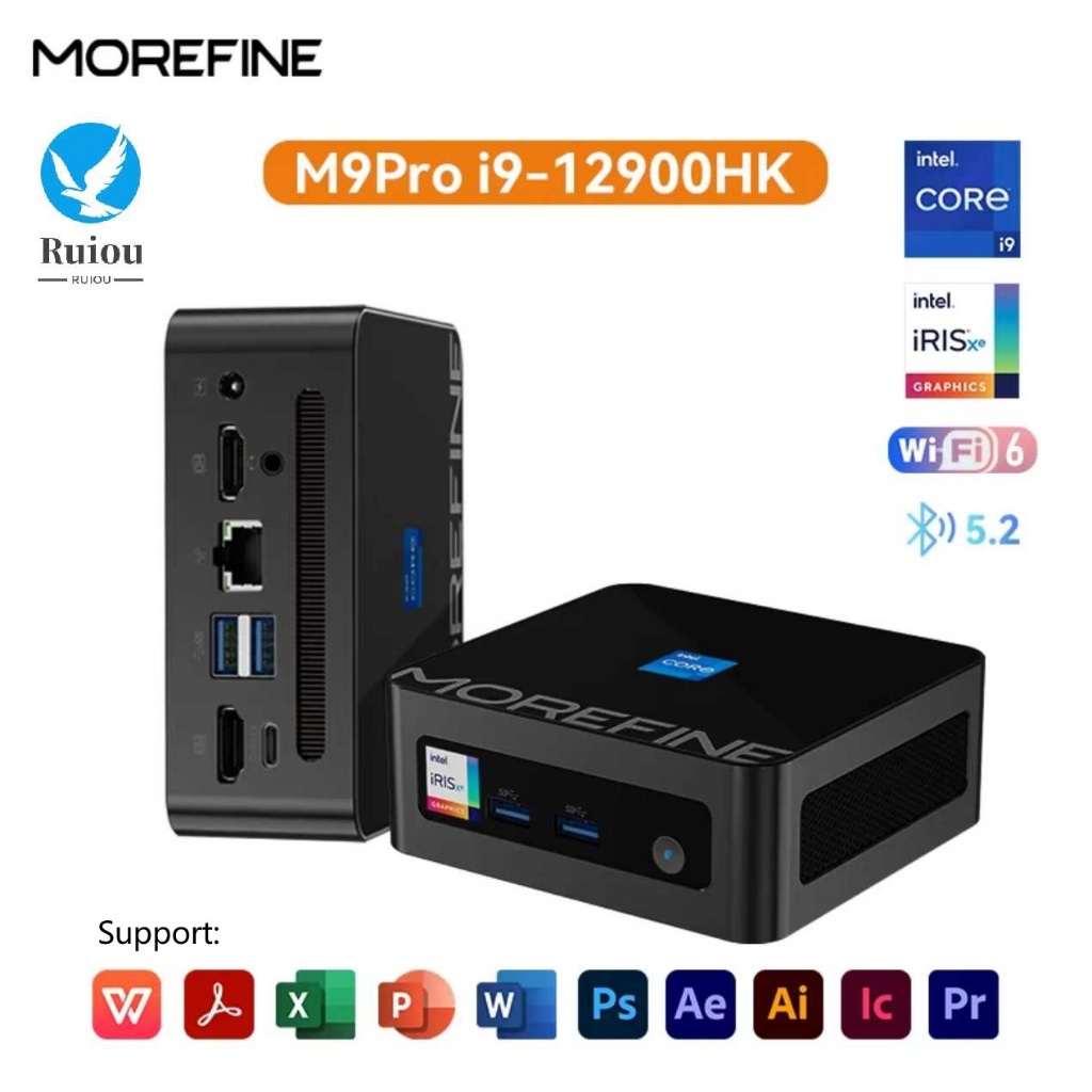 MOREFINE M9PRO Intel i9-12900HK/i7-13620H/i7-12700H/i5-12450H Mini PC 2*DDR5 2*M.2 SSD WIFI6 BT5.2 2