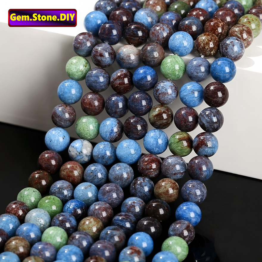 Blue Painting Jasper Natural Stone，Loose Bead ภาพวาดสีฟ้า Jasper หินธรรมชาติ,หลวมลูกปัด Spacer สําหรับสร้อยข้อมือ/สร้อยคอ/แหวน/ต่างหู,ขายส่งทําด้วยมือ DIY เครื่องประดับ,สร้อยข้อมือหินคริสตัลHealing,อัญมณีหินคริสตัล