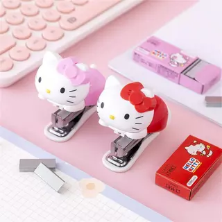Hello kitty ชุดเย็บกระดาษน่ารักนักเรียน Mini Stapler Binding Machine Test Paper Binding Kawaii การ์ตูนการเรียนรู้เครื่องเขียน Back to School