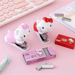 Hello kitty ชุดเย็บกระดาษน่ารักนักเรียน Mini Stapler Binding Machine Test Paper Binding Kawaii การ์ตูนการเรียนรู้เครื่องเขียน Back to School