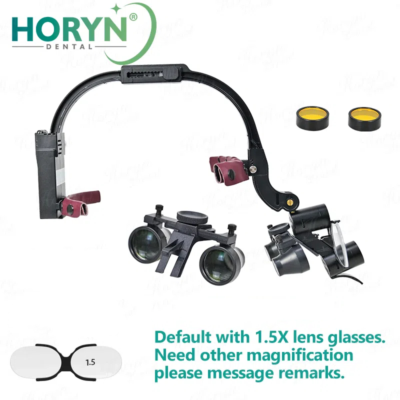 ทันตกรรม LED Headlight โคมไฟ 2.5X 3.5X สําหรับขยายกล้องส่องทางไกล Loupes 5W ไฟหน้าผ่าตัด
