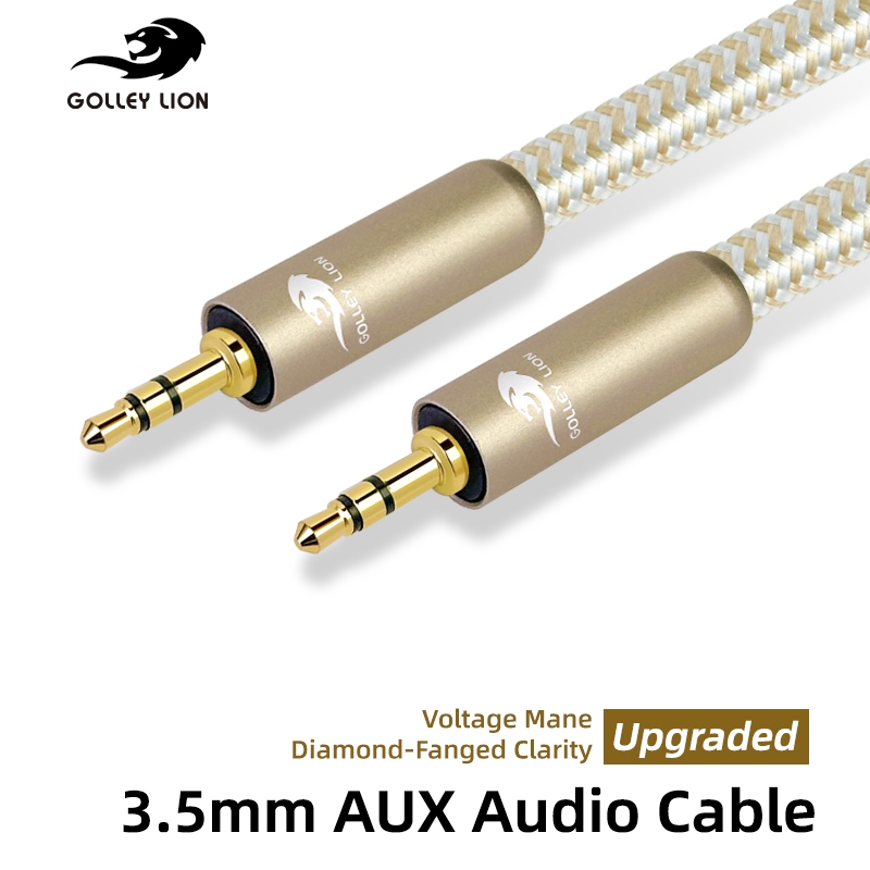 GOLLEY LION สายสัญญาณเสียง Aux ขนาด 3.5 มม., ตัวนําเงิน Hi-Fi Stereo Cable สําหรับ Home/Car Audio, iPhone, ลําโพง, โล่ไนลอนถักทนทาน