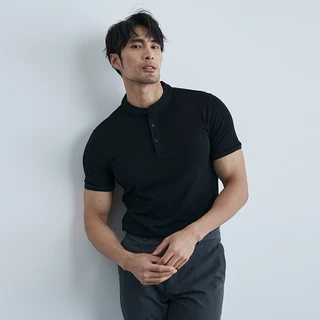 เสื้อโปโลคอปก Henley สไตล์เกาหลี – เสื้อเชิ้ตแขนสั้นผู้ชาย Slim-Fit, ตู้เสื้อผ้าเก๋ไก๋และอเนกประสงค์ระดับพรีเมียมที่จําเป็น