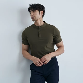 เสื้อโปโลคอปก Henley สไตล์เกาหลี – เสื้อเชิ้ตแขนสั้นผู้ชาย Slim-Fit, ตู้เสื้อผ้าเก๋ไก๋และอเนกประสงค์ระดับพรีเมียมที่จําเป็น