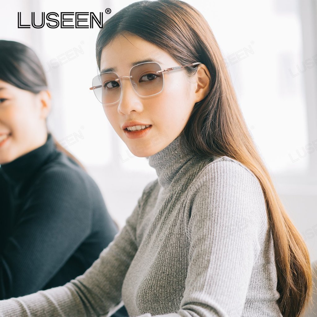 LUSEEN แว่นตาไร้ขอบ เปลี่ยนสีได้และกรองรังสี สำหรับใบหน้าขนาดเล็ก แบบยูนิเซ็กซ์ AG2283 ราคา ถูกที่สุด ดีลบีเคเค แกลเลอรีภาพที่ 8