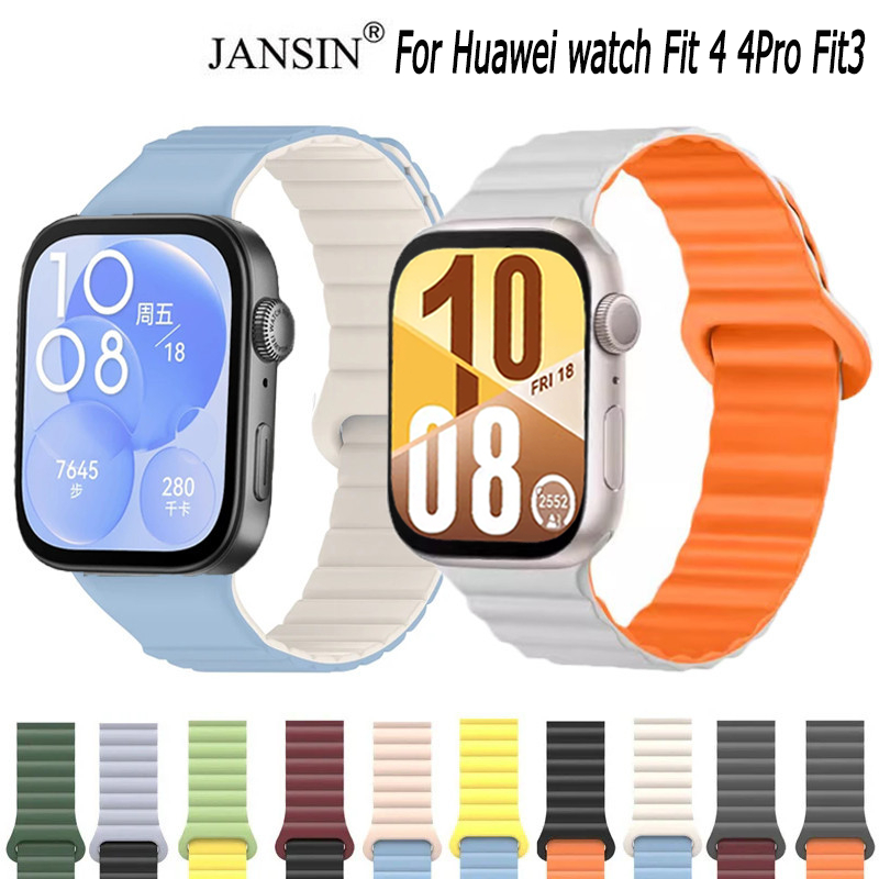 สายนาฬิกาข้อมือซิลิโคน แบบนิ่ม มีห่วงแม่เหล็ก สําหรับ Huawei Watch Fit 4 4Pro fit3