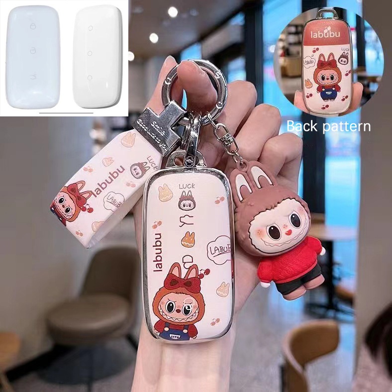 Geely EX5 เคสกุญแจรถเหมาะสําหรับ Geely EX5 2024 ฝาครอบกุญแจ Geely Remote Key Case พวงกุญแจ，LABUBU，20