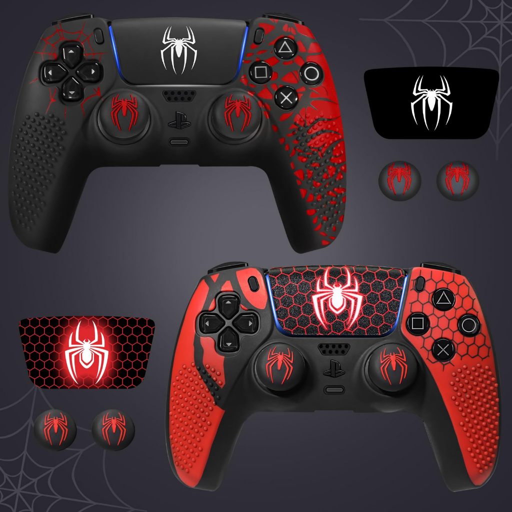 Anti-Slip Controller Skin สําหรับ PS5 Controller, อุปกรณ์เสริม, เคสซิลิโคนพร้อมช่องว่าง Thumb Grip และสติกเกอร์ Touch Pad 2 แพ็ค