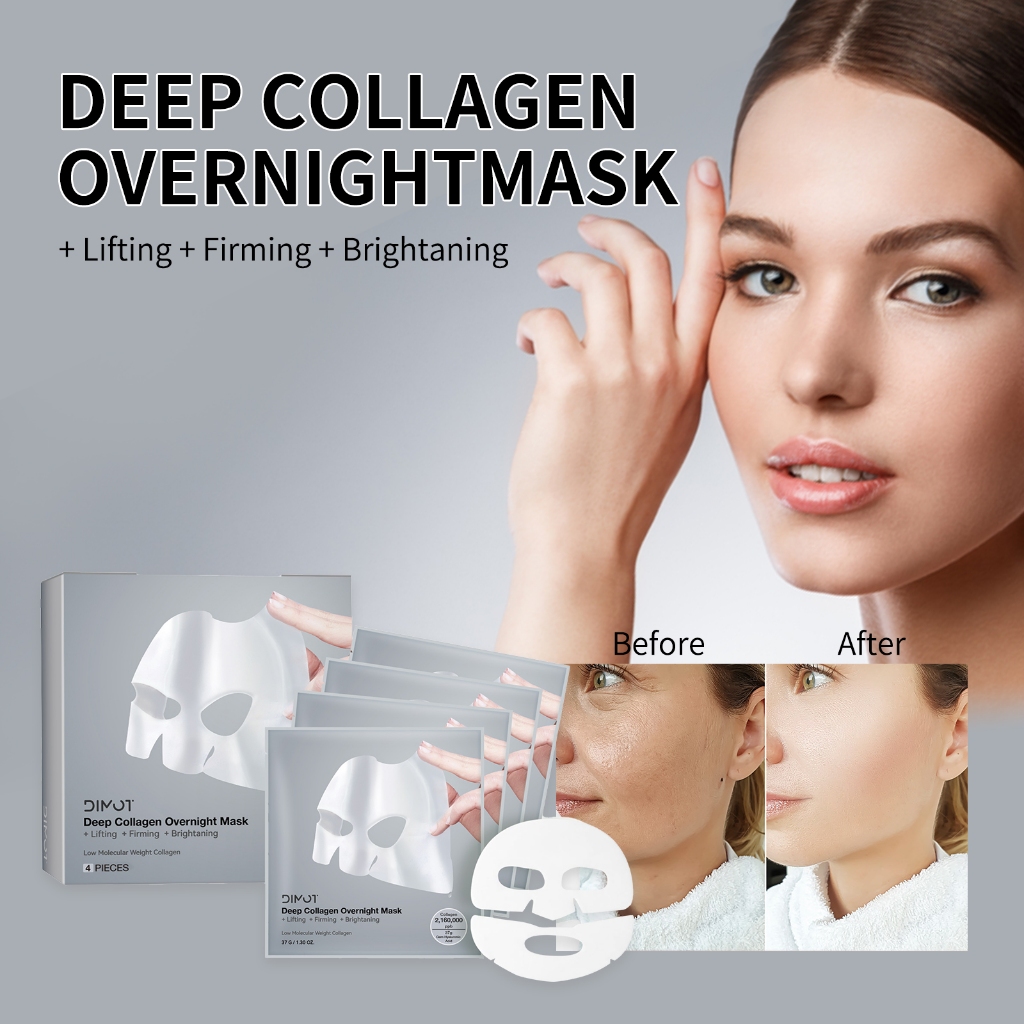 DIMOT Deep Collagen Soothing Mask ยก, แข็งแกร่ง, ป้องกันริ้วรอย, ฟอกคอลลาเจน, บรรเทาพื้นผิวของเจลลี่