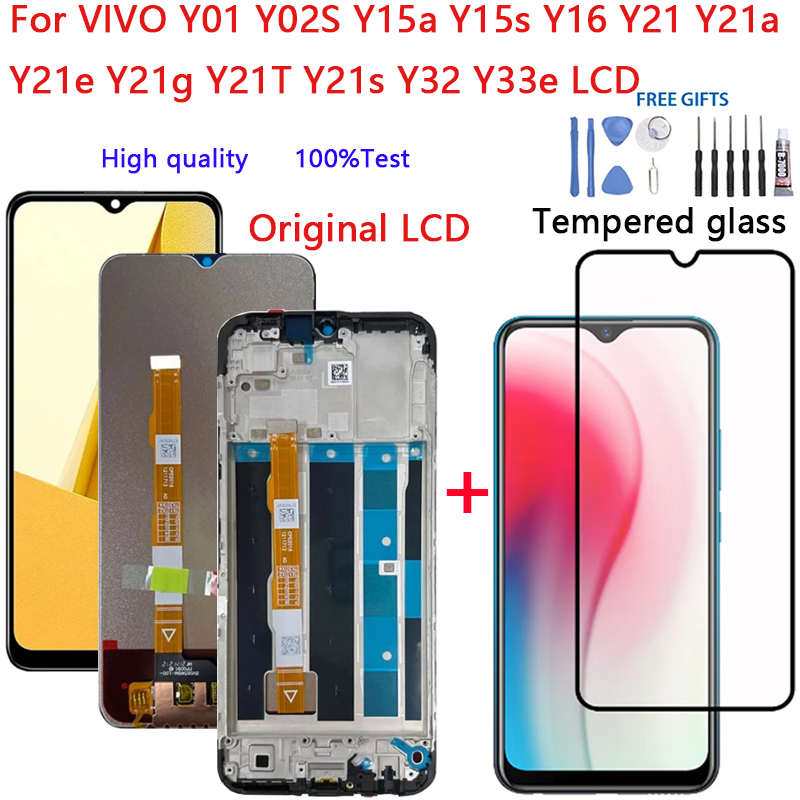 สําหรับVIVO Y01 Y02S Y15a Y15s Y16 Y21 Y21a Y21e Y21g Y21T Y21s Y32 Y33eจอแสดงผลLCD Touch Screen Digitizer Assembly
