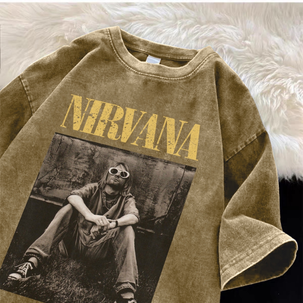 Pofloret เสื้อยืดฟอก แนวสตรีท แขนสั้นคอกลม วินเทจละแฟชั่นพิมพ์ลาย สไตส์อเมริกา I001231