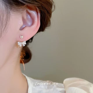 เดรเจว 925เข็มเงินเพทายโบว์แขวนต่างหูสตั๊ดการออกแบบเฉพาะหวานซุปเปอร์แฟลชต่างหูเฉพาะ