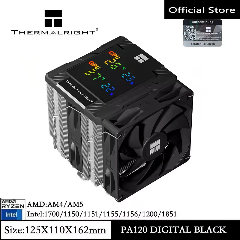 Thermalright PA120 จอแสดงผลดิจิตอล LCD CPU Air Cooling หม้อน้ํา 6 ท่อความร้อนแชสซีระบายความร้อน/CPU/CPU การตรวจสอบพร้อมกัน/รองรับ LGA1851/1700/AM5