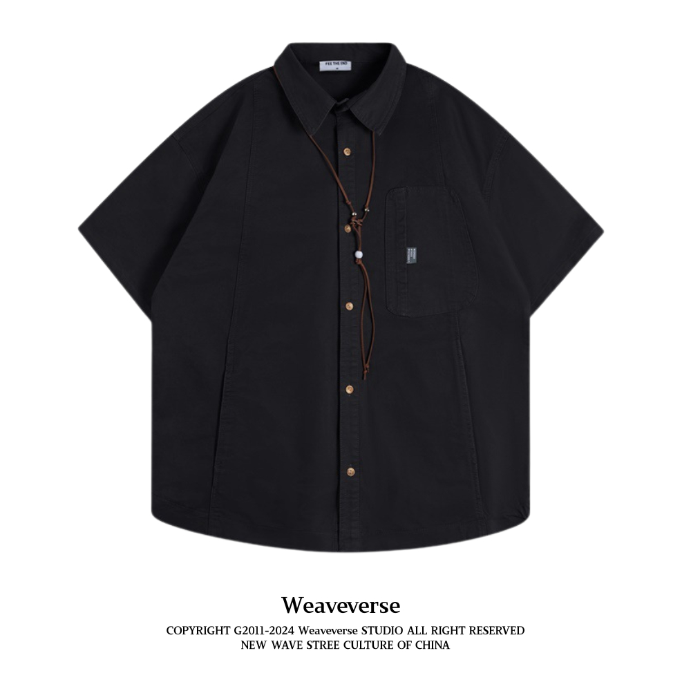 WeaveVerse เสื้อเชิ้ตคอจีนแขนสั้น | ดีไซน์สุดเก๋สำหรับผู้ชายและผู้หญิง | สไตล์มินิมอล