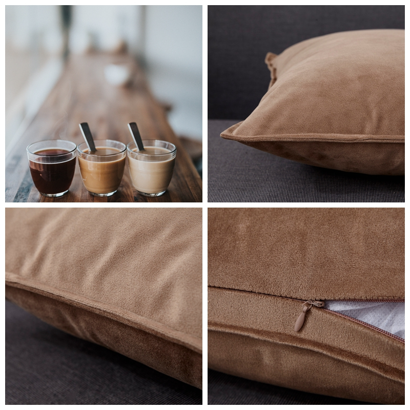 DANSUNREVE 45cm ปลอกหมอนอิงกํามะหยี่สีทึบตกแต่งบ้าน - รูปที่ 3