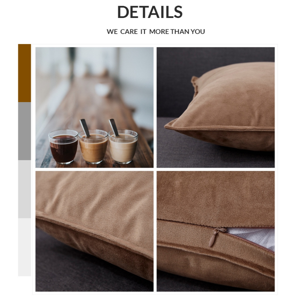 DANSUNREVE 45cm ปลอกหมอนอิงกํามะหยี่สีทึบตกแต่งบ้าน - รูปที่ 4