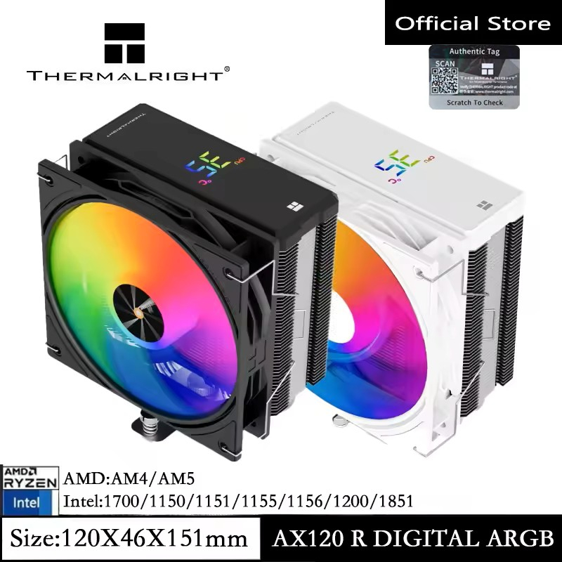 Thermalright TL-AX120 R DIGITAL ARGB CPU Air Cooling หม้อน้ํา AGHP4.0/4 ท่อความร้อนรองรับ CPU ฮีทซิงค์แชสซี LGA1851/1700/115X/1200/AM5/AM4
