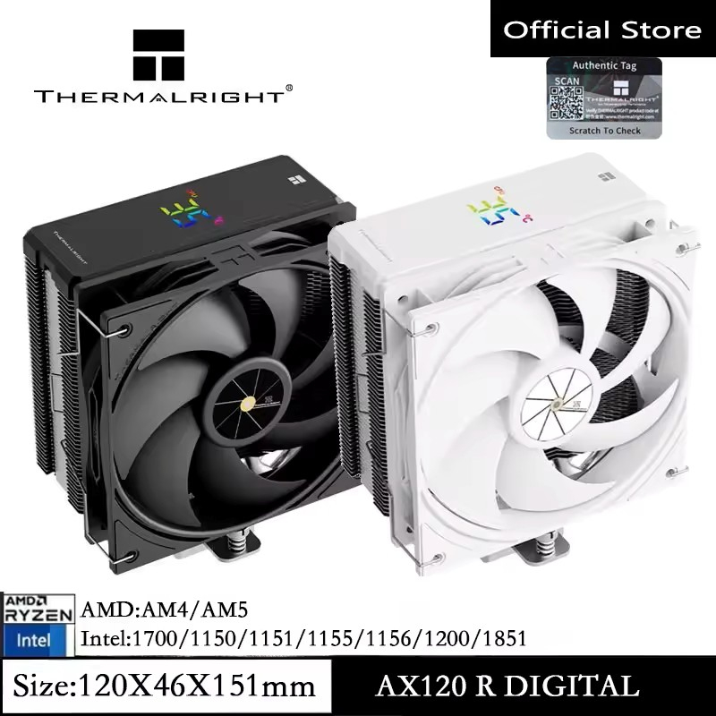 Thermalright TL-AX120 R DIGITAL CPU Air Cooling หม้อน้ํา AGHP4.0/4 ท่อความร้อนรองรับ CPU ฮีทซิงค์แชสซี LGA1851/1700/115X/1200/AM5/AM4