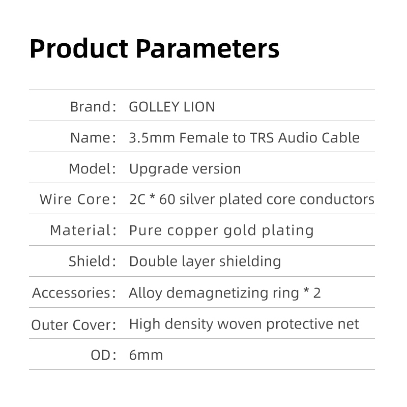 GOLLEY LION สายอะแดปเตอร์เสียง 3.5 มม. หญิงถึง 6.5 มม. รูปที่ 7