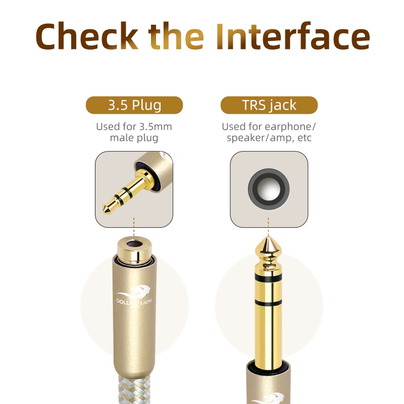 GOLLEY LION สายอะแดปเตอร์เสียง 3.5 มม. หญิงถึง 6.5 มม. รูปที่ 2