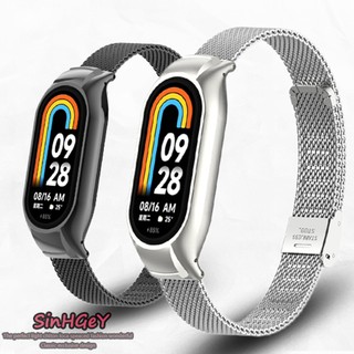 สายรัดสําหรับ ไมล์ วงดนตรี Xiaomi Band 10 9 ไมล์ วงดนตรี Mi Band 3 4 5 6 7 8 สายโลหะสแตนเลส เสี่ยวหมี่ ปราดเปรื่อง วงดนตรี 8/9 คล่องแคล่ว เปลี่ยน สายรัดข้อมือ