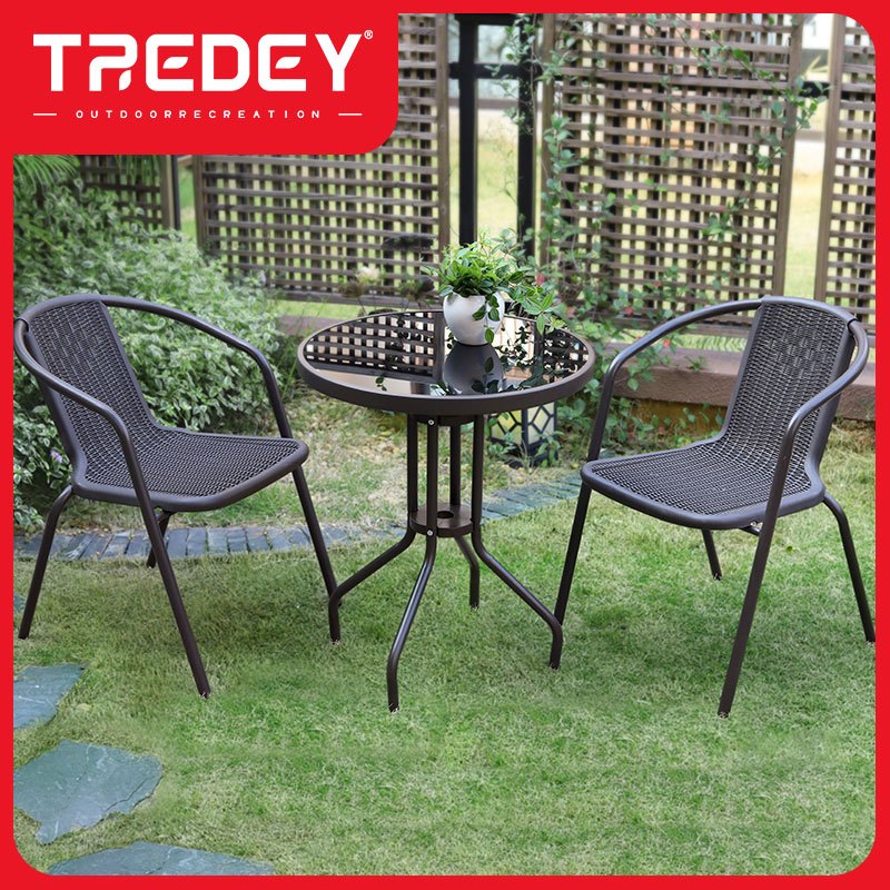 TREDEY เฟอร์นิเจอร์กลางแจ้งสวนระเบียงร้านกาแฟชายหาด Terrace โต๊ะและเก้าอี้