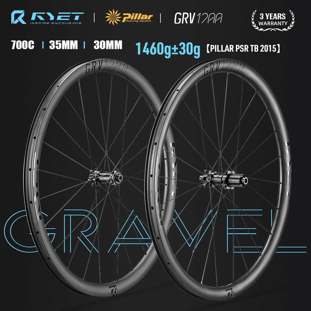RYET 700C GRAVEL ชุดล้อคาร์บอนดิสก์เบรก Cyclocross Tubeless คาร์บอนล้อ Hub Rim Pillar 2015 Spokes