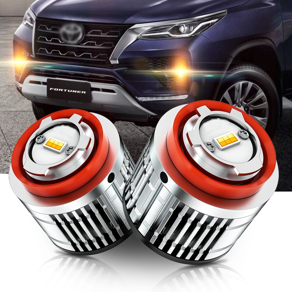 TUFFOO 1 คู่ แบบสองสี L1B หลอดไฟ LED หมอกสําหรับ TOYOTA Fortuner ปี 2020/2021/2022/2023/2024/2025 - สีเหลืองทอง/ขาว/มะนาวสีเขียว