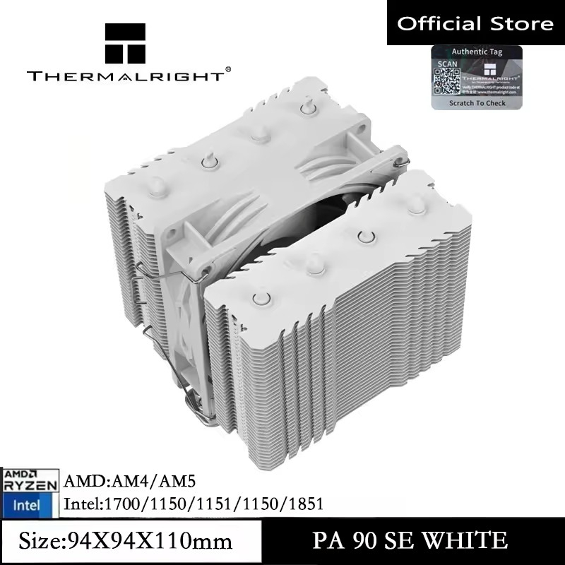 Thermalright TR-PA90 SE สีขาว CPU Air Cooler ความร้อน 4 ท่อความร้อน dual tower พัดลมเดี่ยวพร้อม 2200