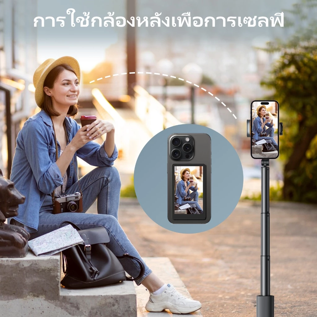 FEINODI Wireless สมาร์ทโฟน  Magnetic Selfie Vlog Screen สําหรับโทรศัพท์ iPhone และ Android | ถ่ายทอดสด ความละเอียดสูง สิ่งประดิษฐ์เซลฟี่ด้านหลัง | รีโมทคอนโทรล | Vlog/Travel/เซลฟี่ไร้สายระยะไกล thumbnail 7