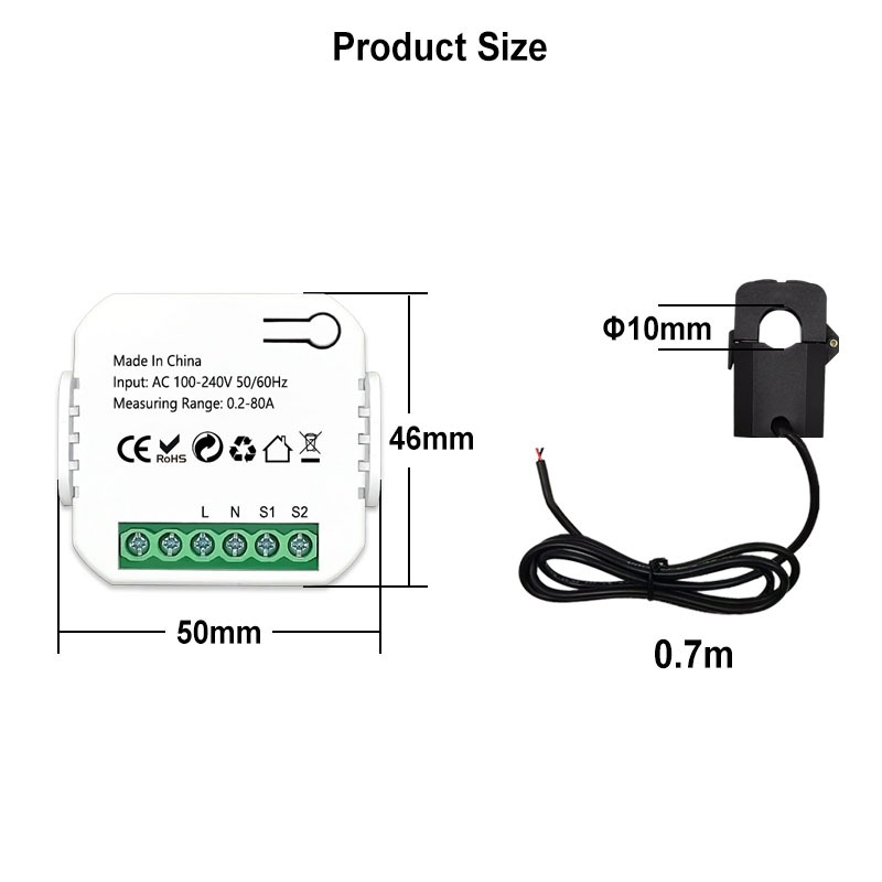 Tuya Smart Life ZigBee เครื่องวัดพลังงาน 80A หม้อแปลงกระแส App Monitor พลังงานกระแส AC 240V ราคา ถูกที่สุด ดีลบีเคเค แกลเลอรีภาพที่ 4